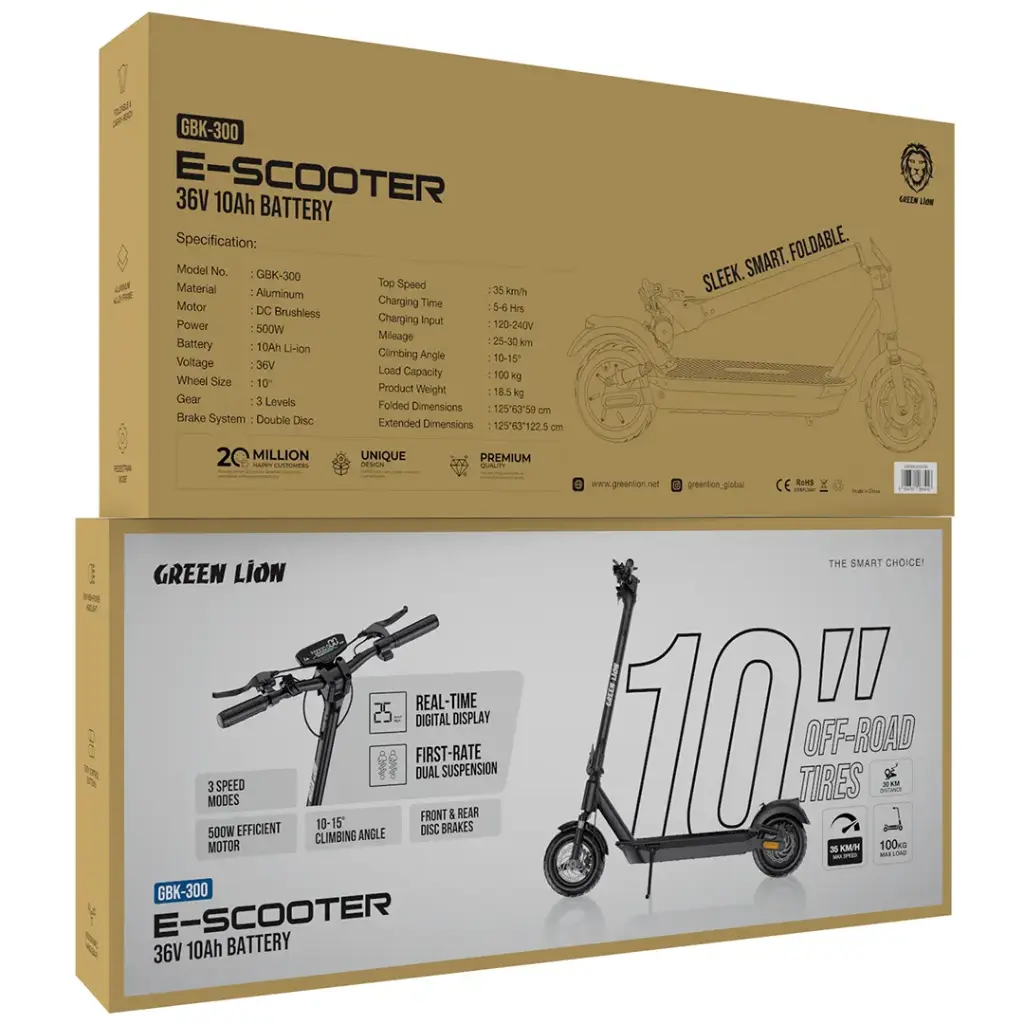 Green Lion GBK-300 E-Scooter - Black